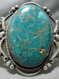 Museum Quality Vintage Native American Navajo Spiderweb Turquoise Sterling Silver Bracelet-Nativo Arts