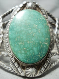 Colossal Vintage Native American Navajo Carico Lake Turquoise Sterling Silver Bracelet-Nativo Arts