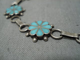 Vintage Zuni Native American Blue Gem Turquoise Sterling Silver Bracelet-Nativo Arts