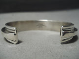 Thick Important Vintage Navajo Leo Nez Sterling Silver Native American Bracelet-Nativo Arts