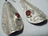 Outstanding Vintage Navajo Native American Garnet Sterling Silver Earrings-Nativo Arts