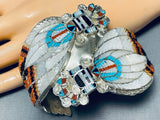 Show-stopping Vintage Native American Zuni Mother Of Pearl Sterling Silver Bracelet Signed-Nativo Arts