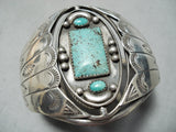 Rotating Center Vintage Native American Navajo Green Turquoise Sterling Silver Bracelet-Nativo Arts
