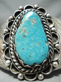 Huge Vintage Native American Navajo #8 Turquoise Sterling Silver Flank Bracelet-Nativo Arts