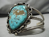 Huge Vintage Native American Navajo Old Morenci Turquoise Sterling Silver Bracelet-Nativo Arts
