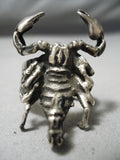 Native American Huge Very Detailed San Felipe Sterling Silver Scorpion Ring-Nativo Arts