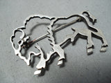Picturesque Vintage Native American Navajo Sterling Silver Buffalo Pin Old-Nativo Arts