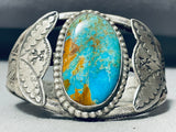 Important Vintage Native American Navajo Blue Royston Turquoise Sterling Silver Bracelet-Nativo Arts