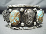 Big Buffalo 141 Grams Heavy Turquoise Sterling Silver Native American Bracelet-Nativo Arts