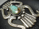 Impressive Vintage Native American Navajo Royston Turquoise Sterling Silver Bowguard Old-Nativo Arts