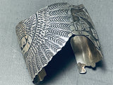 One Of The Most Detailed Vintage Native American Navajo Becenti Eagle Sterling Silver Bracelet-Nativo Arts