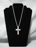 Important Native American Navajo Royston Turquoise Sterling Silver Cross Necklace-Nativo Arts