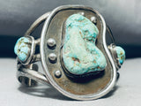 Important Cripple Creek Turquoise Vintage Native American Navajo Sterling Silver Bracelet-Nativo Arts