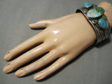 Opulent Vintage Native American Navajo Early Turquoise Sterling Silver Bracelet Old-Nativo Arts