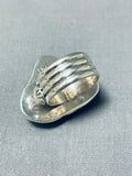 Impressive Native American Navajo Signed Kingman Turquoise Frog Sterling Silver Ring-Nativo Arts