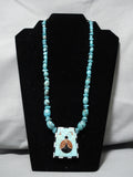 Native American Exquisite Santo Domingo Graduated Turquoise Sterling Silver Necklace-Nativo Arts