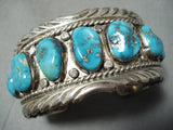 Wave Expert Vintage Native American Navajo Morenci Turquoise Sterling Silver Bracelet Old-Nativo Arts