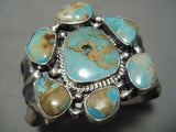 One Of Biggest Vintage Native American Navajo #8 Turquoise Sterling Silver Chunk Bracelet-Nativo Arts
