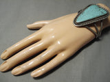 One Of The Best Vintage Native American Navajo Apache Turquoise Sterling Silver Bracelet Old-Nativo Arts