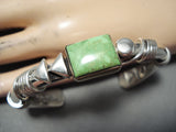 Authentic Vintage Native American Navajo Orville Tsinnie 14k Gold Gaspeite Sterling Bracelet-Nativo Arts