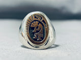 Signed Native American Navajo Sterling Silver 14k Gold Kokopelli Ring-Nativo Arts