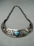 Very Important Phillip Sekaquaptewa Native American Hopi Turquoise Sterling Silver Necklace-Nativo Arts