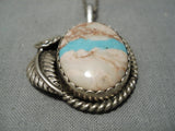 Breathtaking Vintage Native American Navajo Royston Turquoise Sterling Silver Necklace Old-Nativo Arts