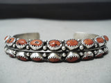 Remarkable Signed Native American Navajo Corals Sterling Silver Bracelet-Nativo Arts