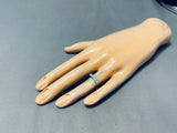 Amazing Vintage Native American Navajo Turquoise Inlay Sterling Silver Ring Old-Nativo Arts