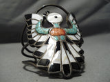 One Of Biggest Best Vintage Native American Zuni Bird Turquoise Inlay Sterling Silver Bracelet-Nativo Arts