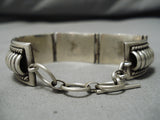 Amazing Tom Curtis Vintage Native American Navajo Hinged Station Sterling Silver Bracelet-Nativo Arts