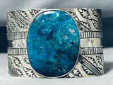 Massive San Felipe Signed Pilot Mountain Turquoise Sterling Silver Bracelet-Nativo Arts