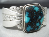 Rich Jim Native American Navajo Turquoise Mountain Turquoise Sterling Silver Bracelet-Nativo Arts