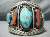 One Of Best Ever Heavy Mens Vintage Native American Navajo Turquoise Sterling Silver Bracelet-Nativo Arts