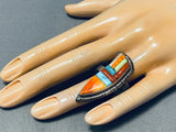 Quality Work Vintage Native American Navajo Turquoise Inlay Sterling Silver Ring-Nativo Arts