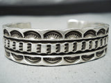Heavy Signed Vintage Navajo Native American Sterling Silver Bracelet-Nativo Arts