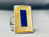 The Most Unique Native American Zuni Lapis Shell Sterling Silver Inlay Ring-Nativo Arts