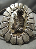 Important Blue Warrior Turquoise Vintage Native American Navajo Toad Sterling Silver Bracelet-Nativo Arts