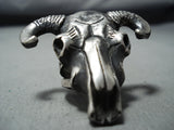 Heavy Fascinating San Felipe Sterling Silver Skull Ring-Nativo Arts