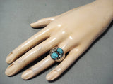 Marvelous Vintage Navajo Turquoise Sterling Silver Ring Native American Old-Nativo Arts