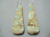 Native American One Of The Longest Santo Domingo Royston Turquoise Sterling Silver Earrings-Nativo Arts