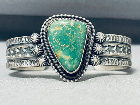 Sensational Native American Navajo Damale Turquoise Sterling Silver Stars Bracelet-Nativo Arts