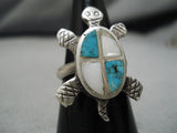 Impressive Vintage Zuni Native American Inlay Turquoise Sterling Silver Ring-Nativo Arts
