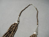 Important Native American Navajo Tubule Coral Sterling Silver Yazzie Heishi Necklace-Nativo Arts