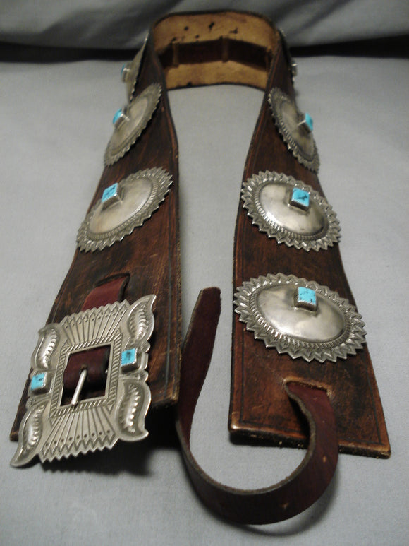 Very Important Alrend Ben Vintage Native American Navajo Turquoise Sterling Silver Concho Belt-Nativo Arts