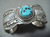 Fantastic Native American Navajo Sleeping Beauty Turquoise Sterling Silver Bracelet-Nativo Arts