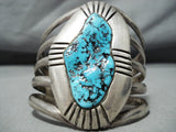 Signed Vintage Native American Navajo Sleeping Beauty Turquoise Sterling Silver Bracelet-Nativo Arts