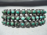 Early 1900's Vintage Native American Navajo Snake Eyes Turquoise Sterling Silver Bracelet-Nativo Arts