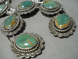 Huge Native American Sterling Silver Royston Turquoise Squash Blossom Necklace-Nativo Arts