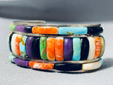 Native American Extremely Rare Carlos Eagle Vintage Turquoise Inlay Sterling Silver Bracelet-Nativo Arts
